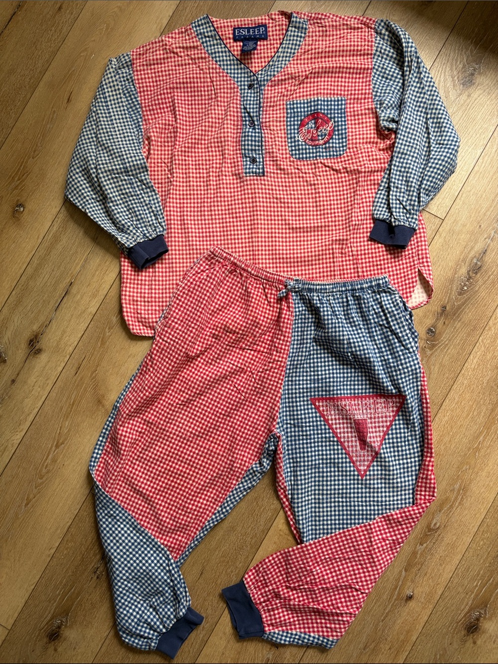 Vintage Esleep Pajamas 1990’s Rare Plaid Cotton Fun Sleep Wear Pants Top 1X